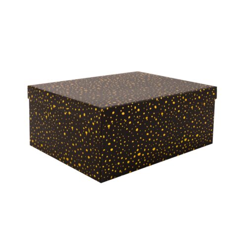 Pappkarp DIANA-4 kaanega 31x23xH14cm, must kuldsete täppidega Kinkekotid Kinkekotid