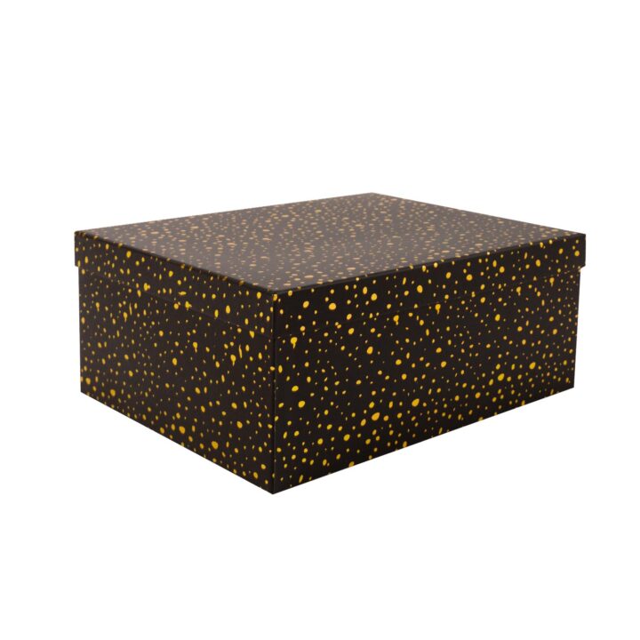 Pappkarp DIANA-4 kaanega 31x23xH14cm, must kuldsete täppidega Kinkekotid Kinkekotid