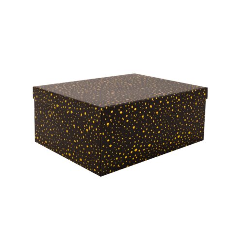 Pappkarp DIANA-5 kaanega 29x22xH12,5cm, must kuldsete täppidega Kinkekotid Kinkekotid