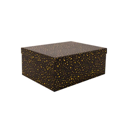 Pappkarp DIANA-7 kaanega 25x18xH10,5cm, must kuldsete täppidega Kinkekotid Kinkekotid