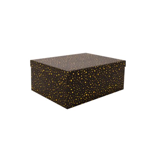 Pappkarp DIANA-9 kaanega 21x15xH9cm, must kuldsete täppidega Kinkekotid Kinkekotid