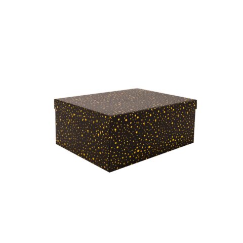 Pappkarp DIANA-10 kaanega 19x13xH8cm, must kuldsete täppidega Kinkekotid Kinkekotid