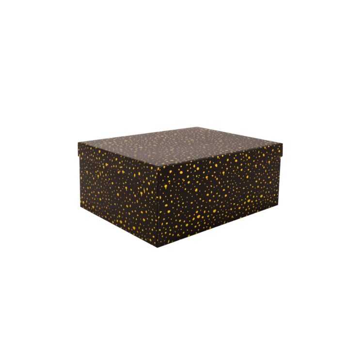 Pappkarp DIANA-10 kaanega 19x13xH8cm, must kuldsete täppidega Kinkekotid Kinkekotid
