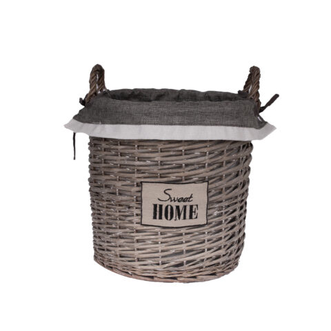 Sangadega kõrge korv MAX, D33xH32cm, hall punutis, hall kangas Esik ja Garderoob Korvid ja korvriiulid