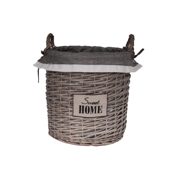 Sangadega kõrge korv MAX, D33xH32cm, hall punutis, hall kangas Esik ja Garderoob Korvid ja korvriiulid