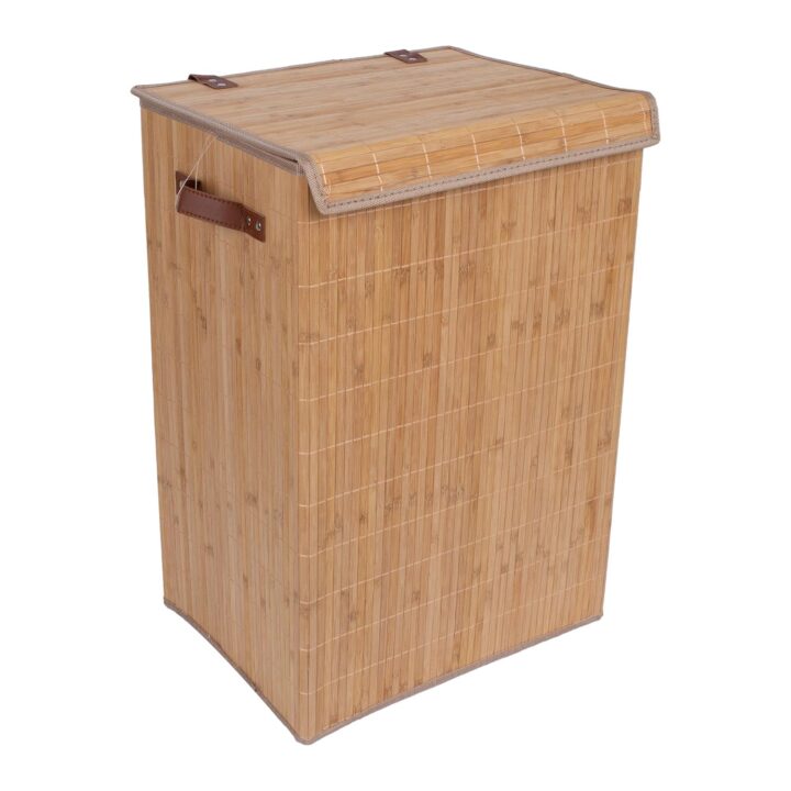 Pesukast MAX BAMBOO 40x30xH60cm, kaanega, bambusest Kangast karbid Kangast karbid