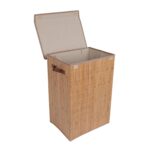 Pesukast MAX BAMBOO 40x30xH60cm, kaanega, bambusest Kangast karbid Kangast karbid