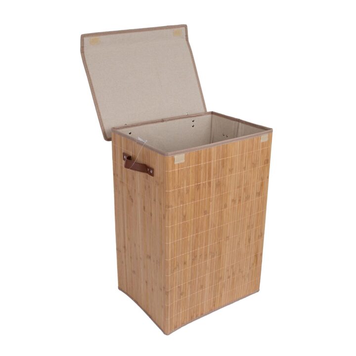 Pesukast MAX BAMBOO 40x30xH60cm, kaanega, bambusest Kangast karbid Kangast karbid