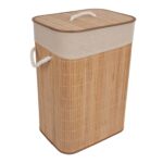 Pesukast MAX BAMBOO 40x30xH57cm, kaanega, bambusest Kangast karbid Kangast karbid