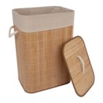 Pesukast MAX BAMBOO 40x30xH57cm, kaanega, bambusest Kangast karbid Kangast karbid