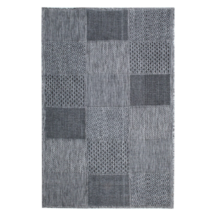 Terrassivaip DAWN OUTDOOR-2, 130x190cm, tumehall ruut Sisustustekstiil Terrassivaibad ja rõduvaibad