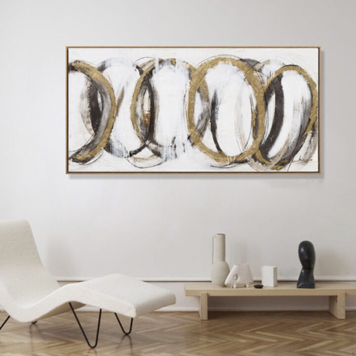 Õlimaal 60x120cm, kuldsed/mustad rõngad Sisustustooted Maalid ja pildid