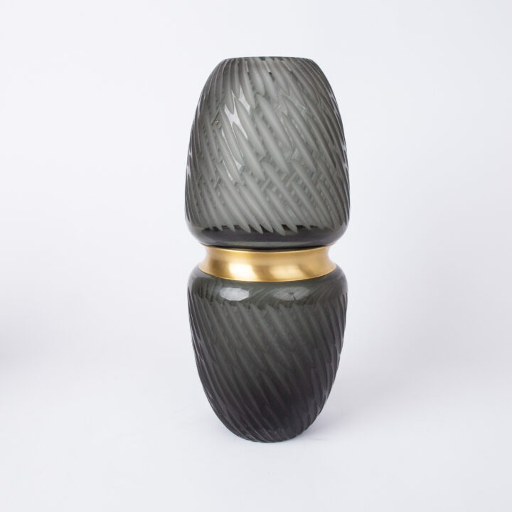 Vaas LUXO, D12xH28cm roheline/kuldne rõngas Sisustustooted Vaasid
