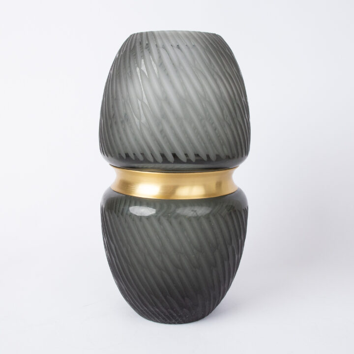 Vaas LUXO, D13,5xH23cm roheline/kuldne rõngas Sisustustooted Vaasid