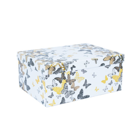 Pappkarp DIANA-4 kaanega 31x23xH14cm, valgel põhjal liblikad Kinkekotid Kinkekotid