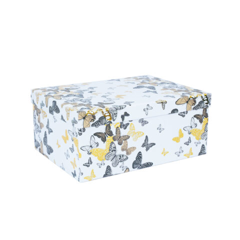 Pappkarp DIANA-5 kaanega 29x22xH12,5cm, valgel põhjal liblikad Kinkekotid Kinkekotid