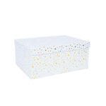 Pappkarp DIANA-9 kaanega 21x15xH9cm, valge kuldsete täppidega Kinkekotid Kinkekotid