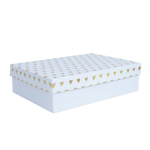 Box ELSA 29x21x8cm, with a lid kuld/hõbe, white Kinkekotid