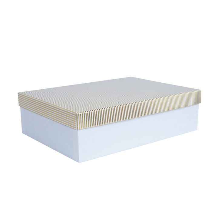 Box ELSA 24,5×17,5x7cm, with a lid kuld/hõbe, white Kinkekotid