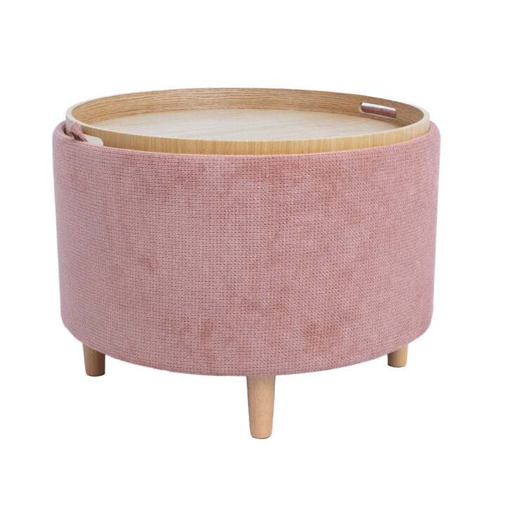 Tumba/laud HIRO D56xH42.5cm, roosa, panipaigaga Elutoamööbel Tumbad, kanapeed ja kott-toolid
