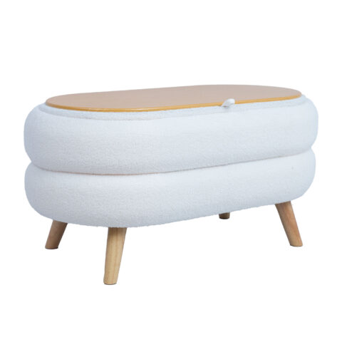 Tumba/laud HANA 87×48,5xH46cm, valge, panipaigaga Elutoamööbel Pingid