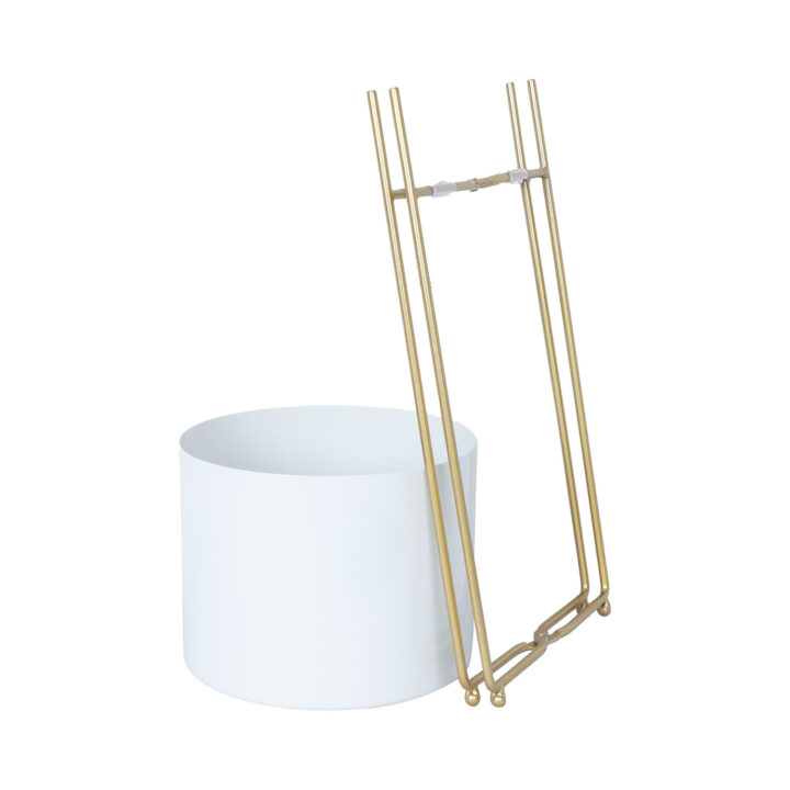 Lillepostament DEIA WHITE L 24,5×23,5xH57cm, valge/kuldne Lillepostamendid