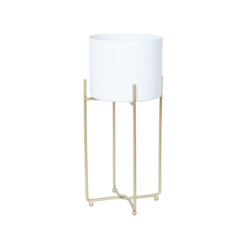 Lillepostament DEIA WHITE M 21,5×20,5xH47cm, valge/kuldne Lillepostamendid