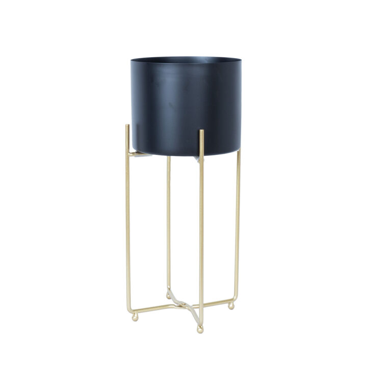 Lillepostament DEIA BLACK M 21,5×20,5xH47cm, must/kuldne Lillepostamendid