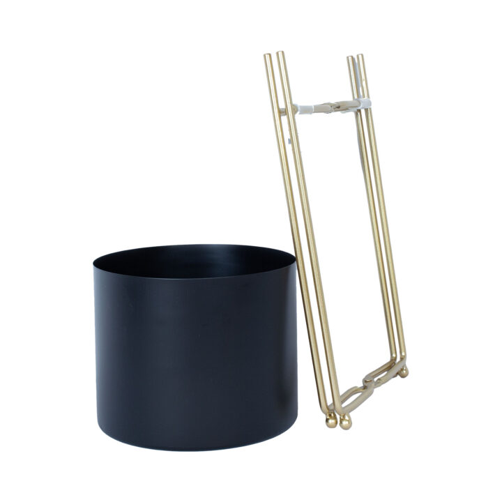 Lillepostament DEIA BLACK M 21,5×20,5xH47cm, must/kuldne Lillepostamendid