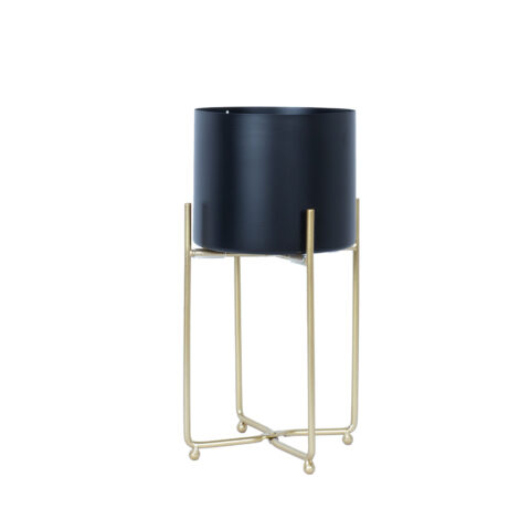 Lillepostament DEIA BLACK S 19,5x18xH37cm, must/kuldne Lillepostamendid
