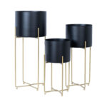 Lillepostament DEIA BLACK S 19,5x18xH37cm, must/kuldne Lillepostamendid