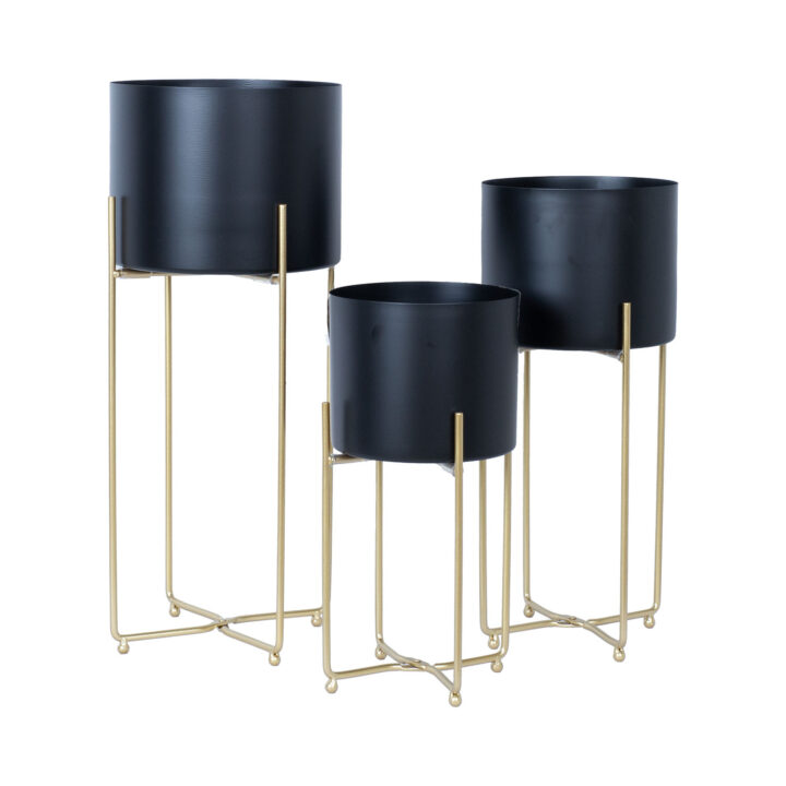 Lillepostament DEIA BLACK S 19,5x18xH37cm, must/kuldne Lillepostamendid