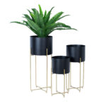 Lillepostament DEIA BLACK S 19,5x18xH37cm, must/kuldne Lillepostamendid