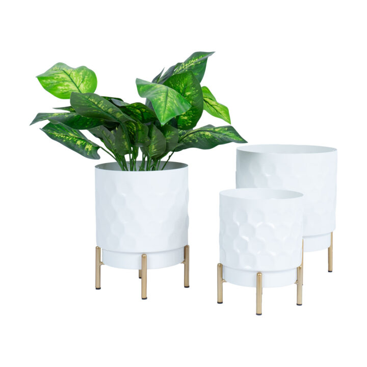 Lillepotiümbris DEIA D21xH26cm, valge/kuldne Lillepostamendid