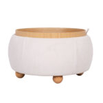 Tumba/laud HIRO D67xH38cm, valge, panipaigaga Elutoamööbel