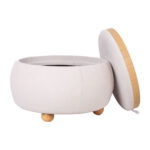 Tumba/laud HIRO D67xH38cm, valge, panipaigaga Elutoamööbel