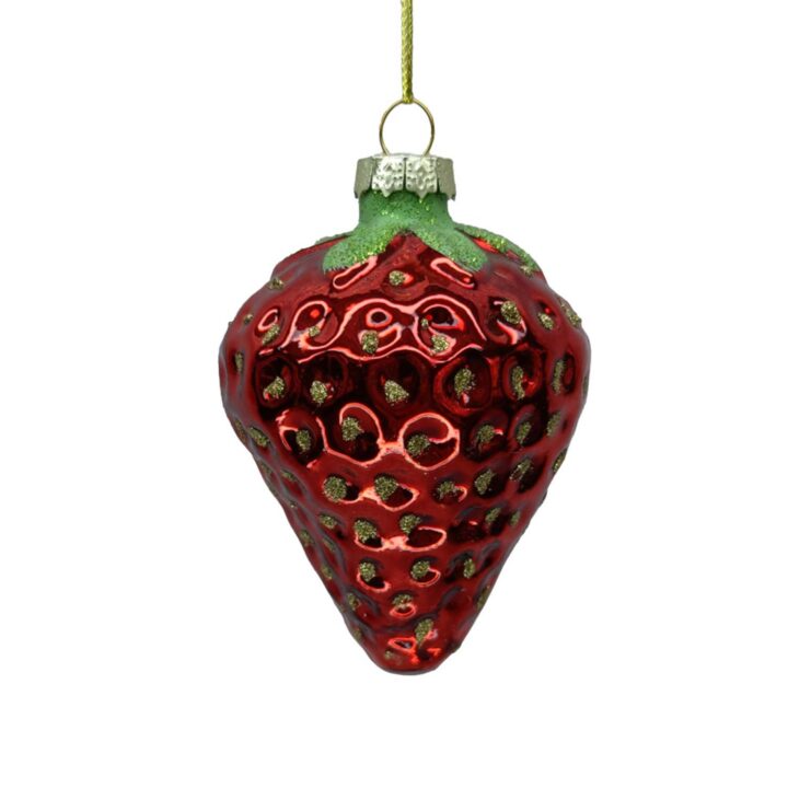 Jõuluehe JOY STRAWBERRY 8.5cm, klaas Jõulud