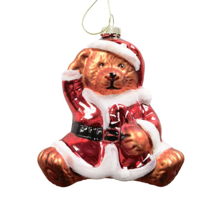 Jõuluehe JOY BEAR SANTA 10.5cm, klaas Jõulud