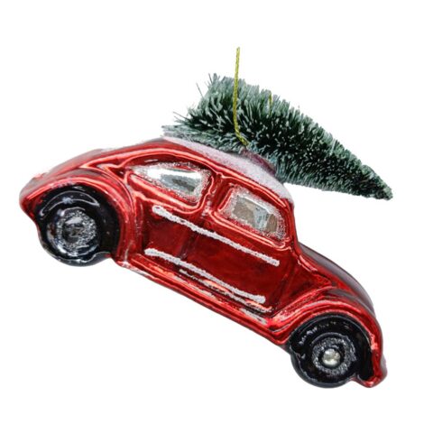 Jõuluehe JOY CAR RED 10.6cm, klaas Jõulud