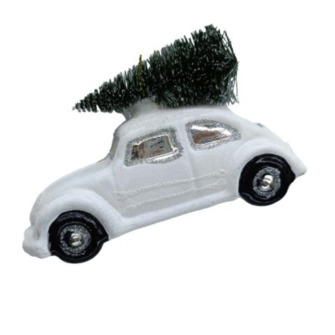 Jõuluehe JOY CAR WHITE 10.6cm, klaas Jõulud