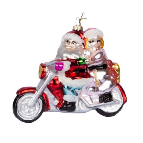 Jõuluehe JOY SANTA MOTORBIKE 13.4cm, klaas Jõulud