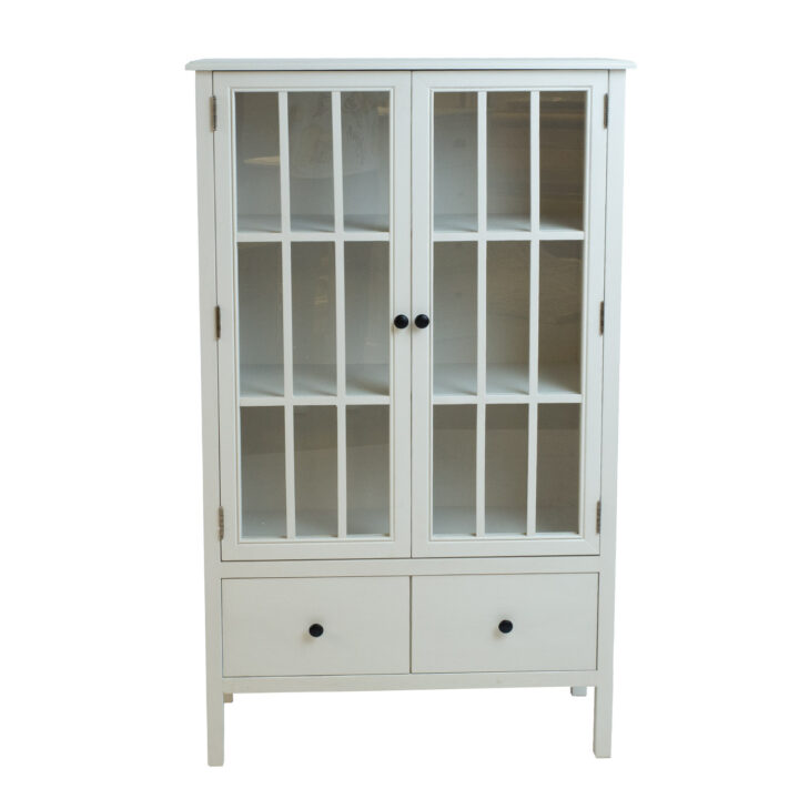 Vitriinkapp DEVON 80.5x35xH136cm, valge Elutoamööbel H01-701 Vitriinkapid