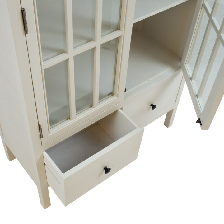 Vitriinkapp DEVON 80.5x35xH136cm, valge Elutoamööbel H01-701 Vitriinkapid