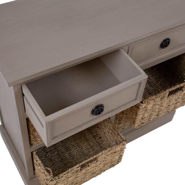 Kummut korvsahtlitega KENT 76x33xH66cm, mererohust punutud korvidega Elutoamööbel H01-700 Kapid