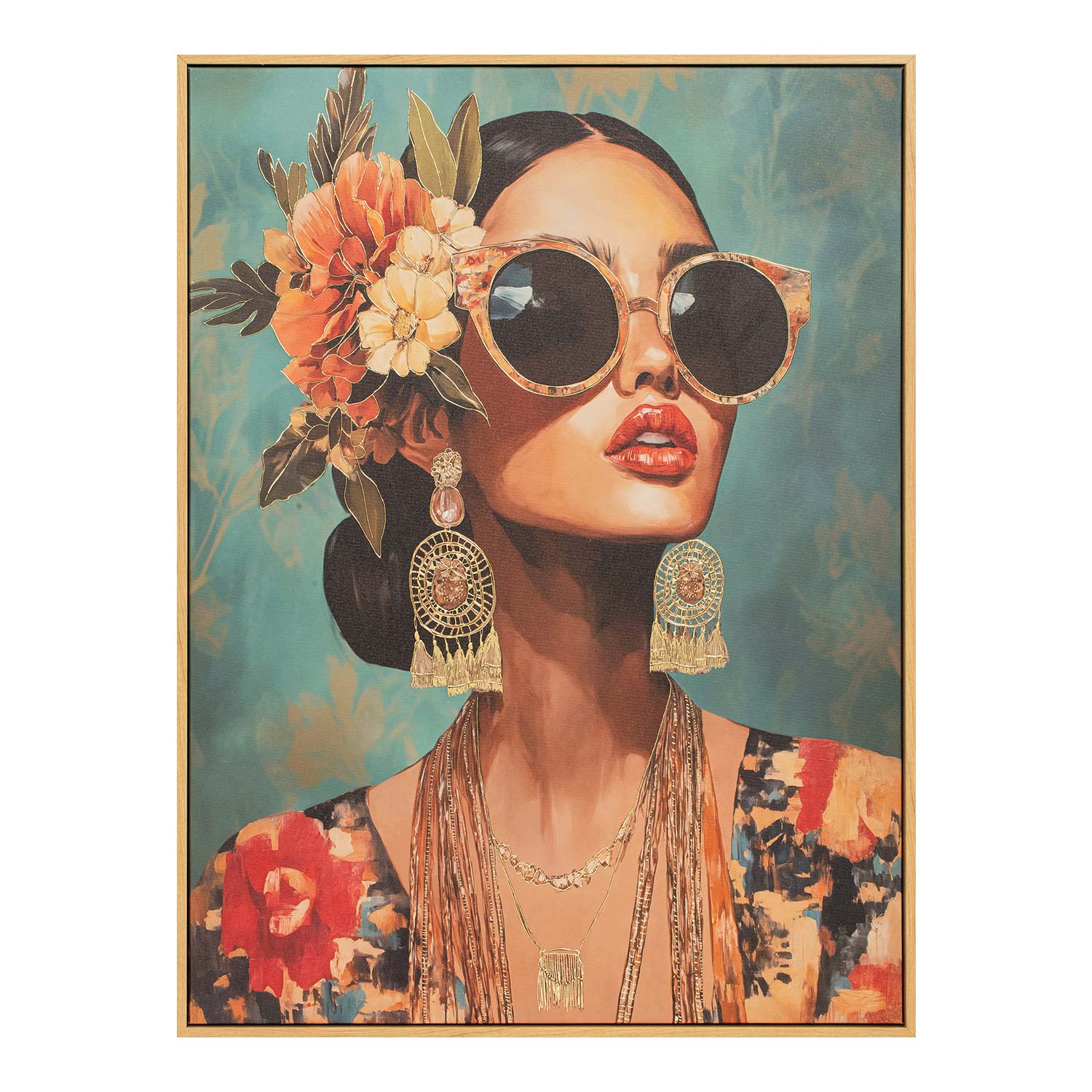 Seinapilt raamiga 80x100cm, naine lilledega Maalid Seinapilt raamiga 80x100cm, naine lilledega Maalid