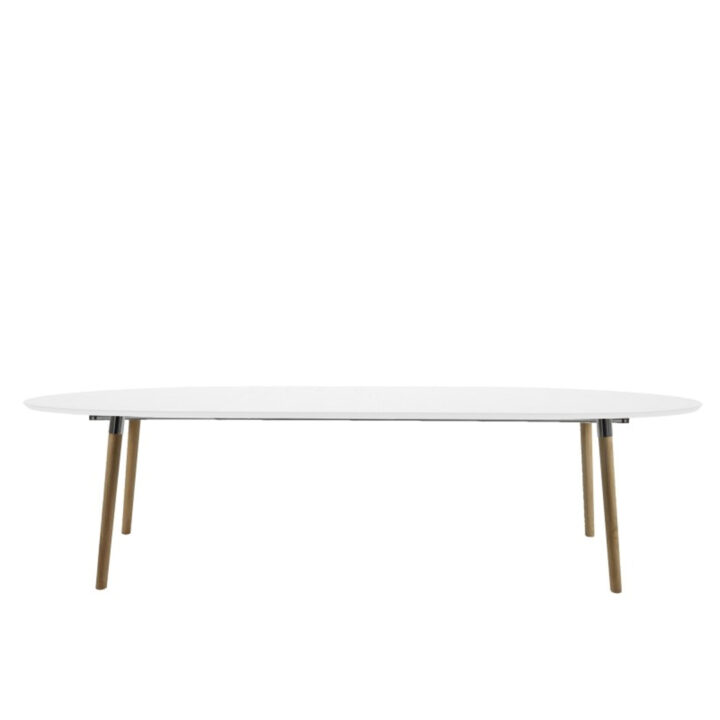 Söögilaud BELINA 170/270x100xH74cm, pikendatav, lauaplaat: puit, värvus: valge, jalad: puit, kroom-dekooriga Söögilauad ACTONA
