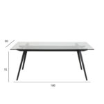 Söögilaud MONTI 180x90xH75cm, lauaplaat: 10mm klaas, jalg: metall, värvus: must Söögilauad ACTONA