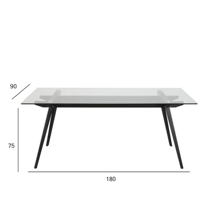 Söögilaud MONTI 180x90xH75cm, lauaplaat: 10mm klaas, jalg: metall, värvus: must Söögilauad ACTONA