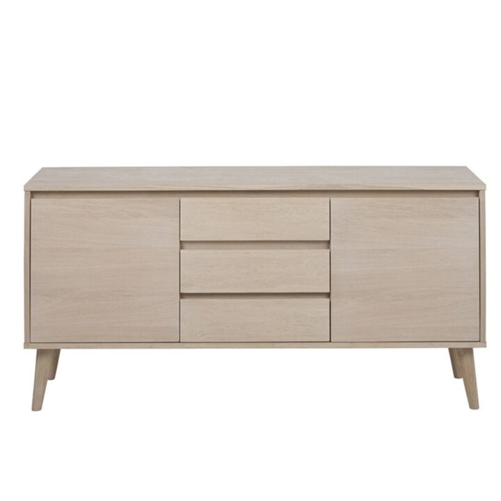 Kummut NAGANO 40x150xH75cm, 2-ukse ja 3-sahtliga, materjal: puit/tammespoon, viimistlus: õlitatud valge pigmendiga Elutoamööbel ACTONA