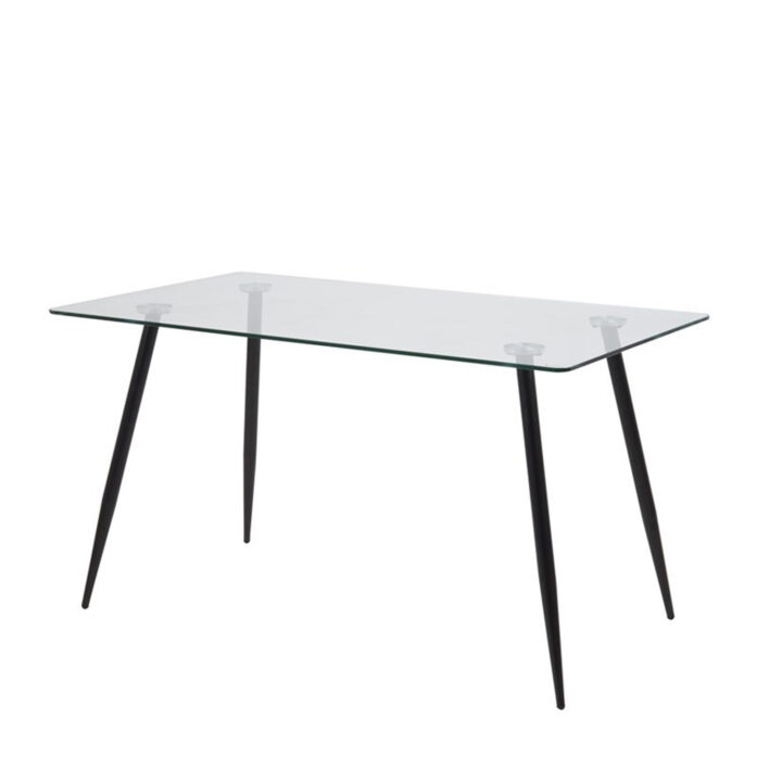 Söögilaud WILMA 140x80xH75cm, must, lauaplaat: 10mm klaas, jalad: metall Söögilauad ACTONA
